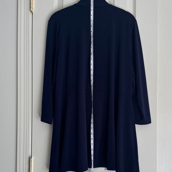 Susan Graver Liquid Knit 3/4 Sleeve Cardigan -  Midnight Blue - Picture 3 of 5